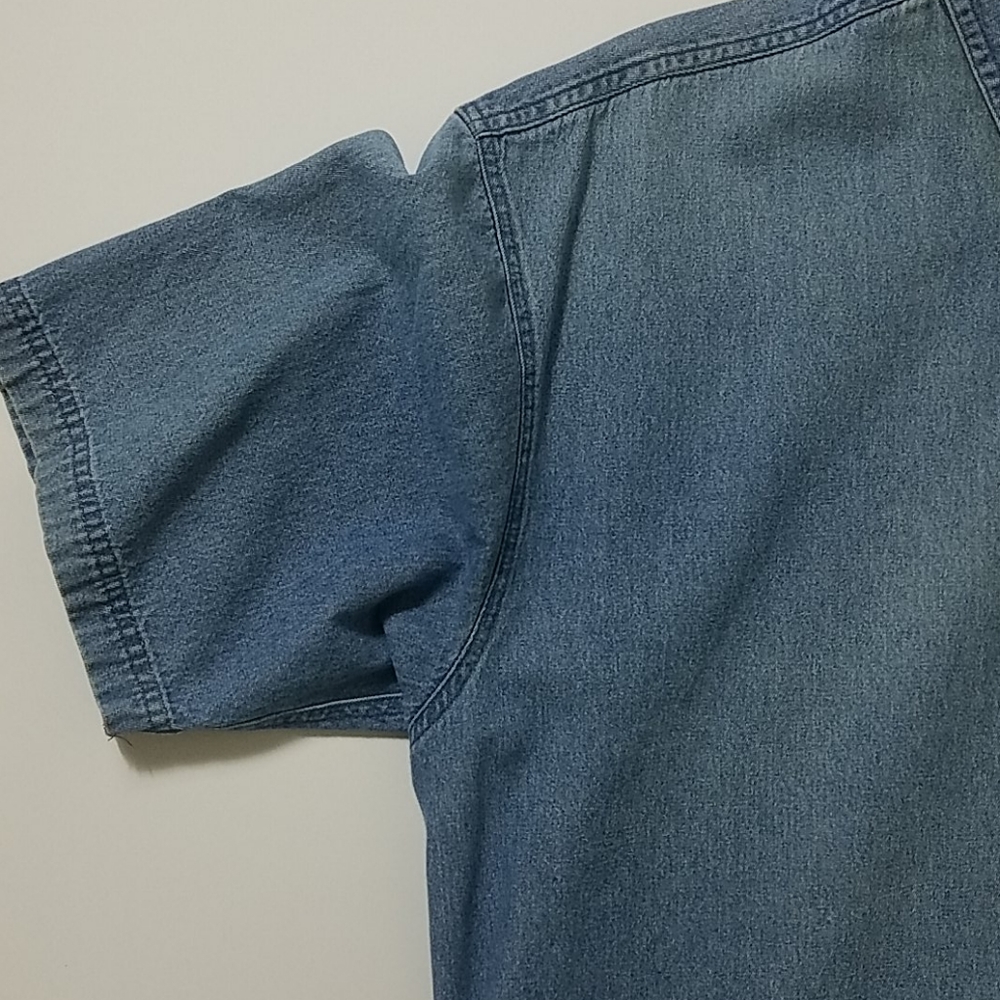 Pacific scene size large denim short sleeve shirt - Picture 3 of 7